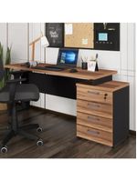 Escrivaninha Mesa Escritório Extensível 150cm 4 Gavetas Multimóveis Cr25325 Sevilha Preto