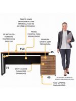 Escrivaninha Mesa Escritório Extensível 150cm 4 Gavetas Multimóveis Cr25325 Sevilha Preto
