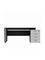 Escrivaninha Mesa Escritório Extensível 150cm 4 Gavetas Multimóveis Cr25325 Cinza Preto