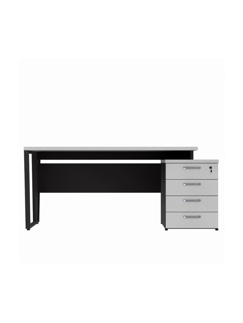 Escrivaninha Mesa Escritório Extensível 150cm 4 Gavetas Multimóveis Cr25325 Cinza Preto