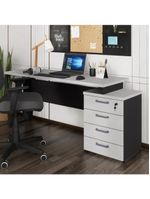 Escrivaninha Mesa Escritório Extensível 150cm 4 Gavetas Multimóveis Cr25325 Cinza Preto
