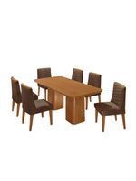 Mesa De Jantar Eloise 180cm Tampo MDF Com 6 Cadeira Moderna Veludo Marrom Naturalle