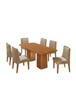 Mesa De Jantar Eloise 180cm Tampo MDF Com 6 Cadeira Moderna Turim Naturale