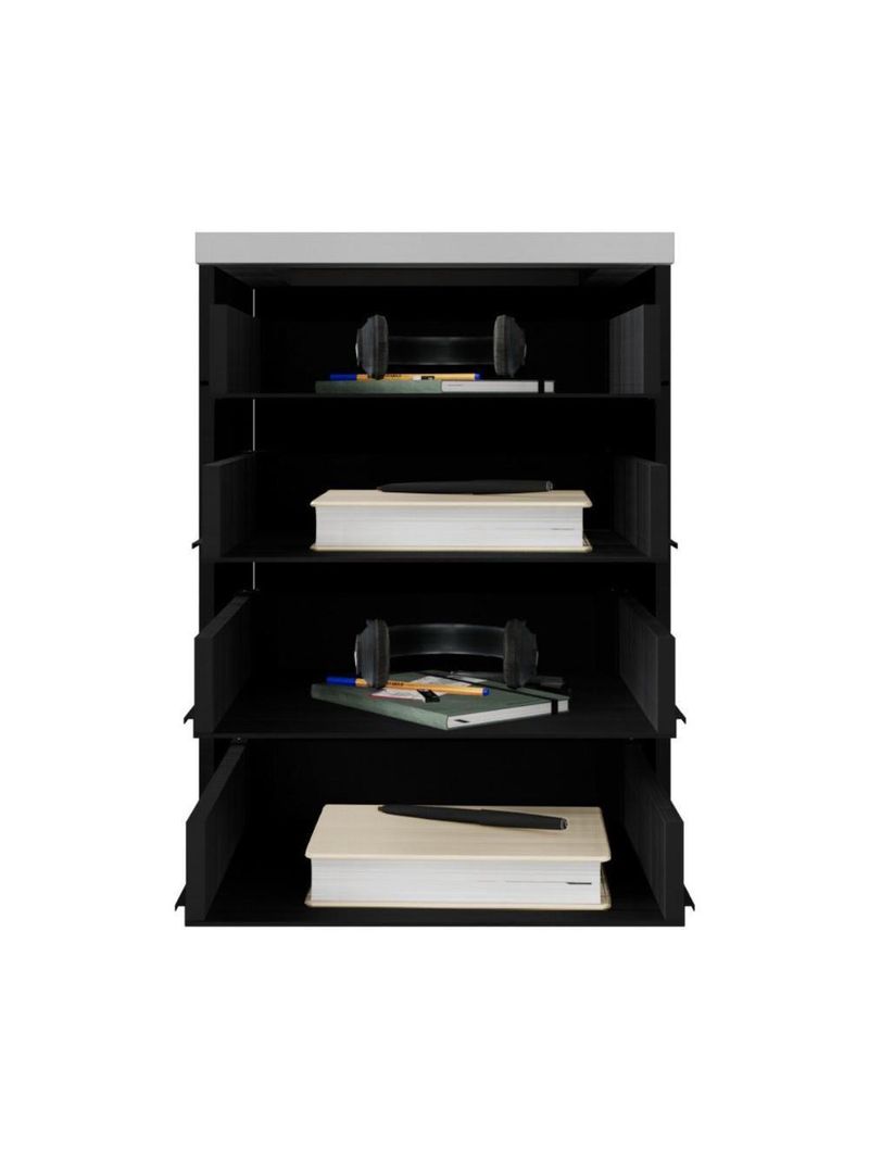 Gaveteiro De Escritório 46cm Com Chave 4 Gavetas E Rodízios Multimóveis Cr25303 Cinza Preto