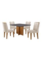 Conjunto Mesa Olímpia Em Mdf Com 4 Cadeiras Liz Grafite