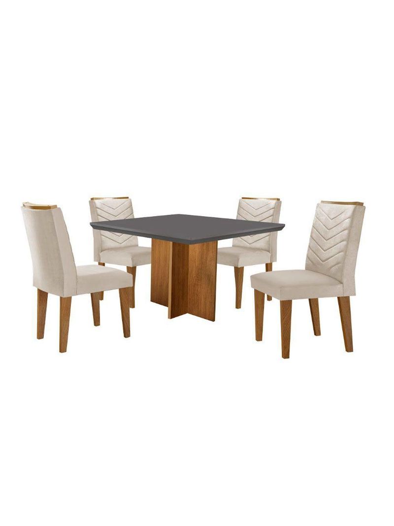 Conjunto Mesa Olímpia Em Mdf Com 4 Cadeiras Liz Grafite