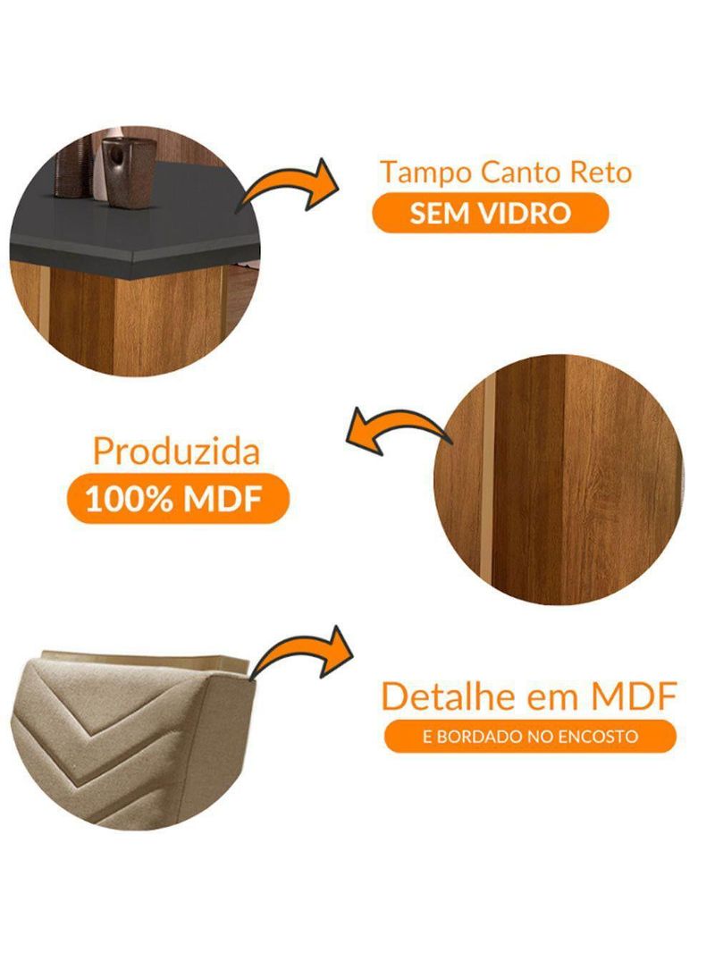 Conjunto Mesa Olímpia Em Mdf Com 4 Cadeiras Liz Grafite