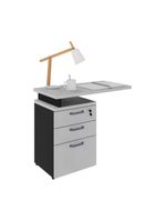 Gaveteiro De Escritório Com Tampo Auxiliar 90cm Com Chave 3 Gavetas Multimóveis Cr25301 Cinza Preto