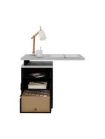 Gaveteiro De Escritório Com Tampo Auxiliar 90cm Com Chave 3 Gavetas Multimóveis Cr25301 Cinza Preto