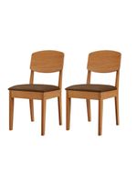 Conjunto Com 2 Cadeiras MDF Copper Veludo Marrom/Naturalle