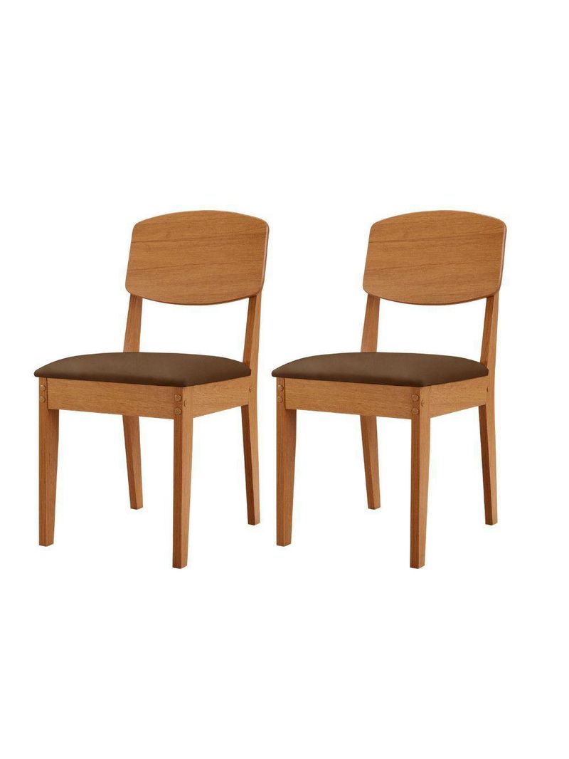 Conjunto Com 2 Cadeiras MDF Copper Veludo Marrom/Naturalle