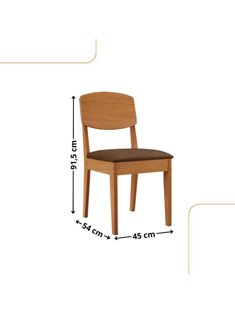 Conjunto Com 2 Cadeiras MDF Copper Veludo Marrom/Naturalle