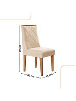 Conjunto Com 2 Cadeiras MDF Isadora - Veludo Creme/Naturale