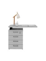 Gaveteiro De Escritório Com Tampo Auxiliar 90cm Com Chave 4 Gavetas Multimóveis Cr25300 Cinza Preto