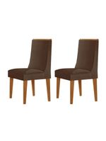 Conjunto Com 2 Cadeiras Moderna Mobília Veludo Marrom