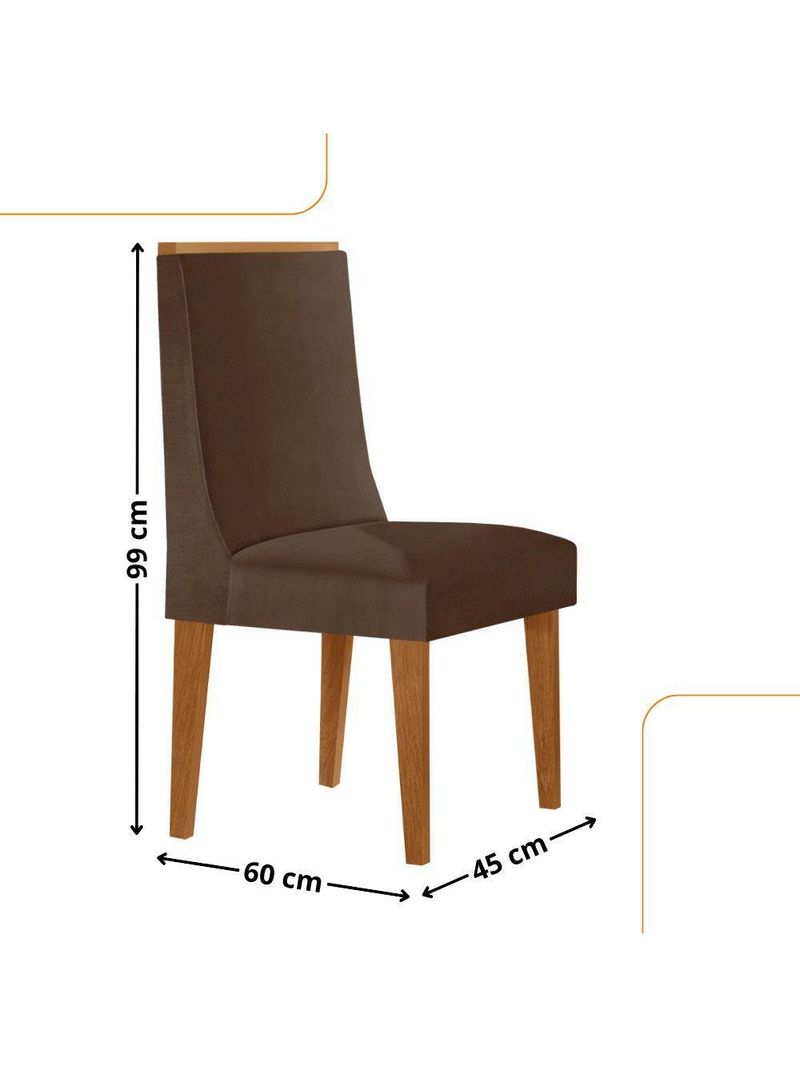 Conjunto Com 2 Cadeiras Moderna Mobília Veludo Marrom
