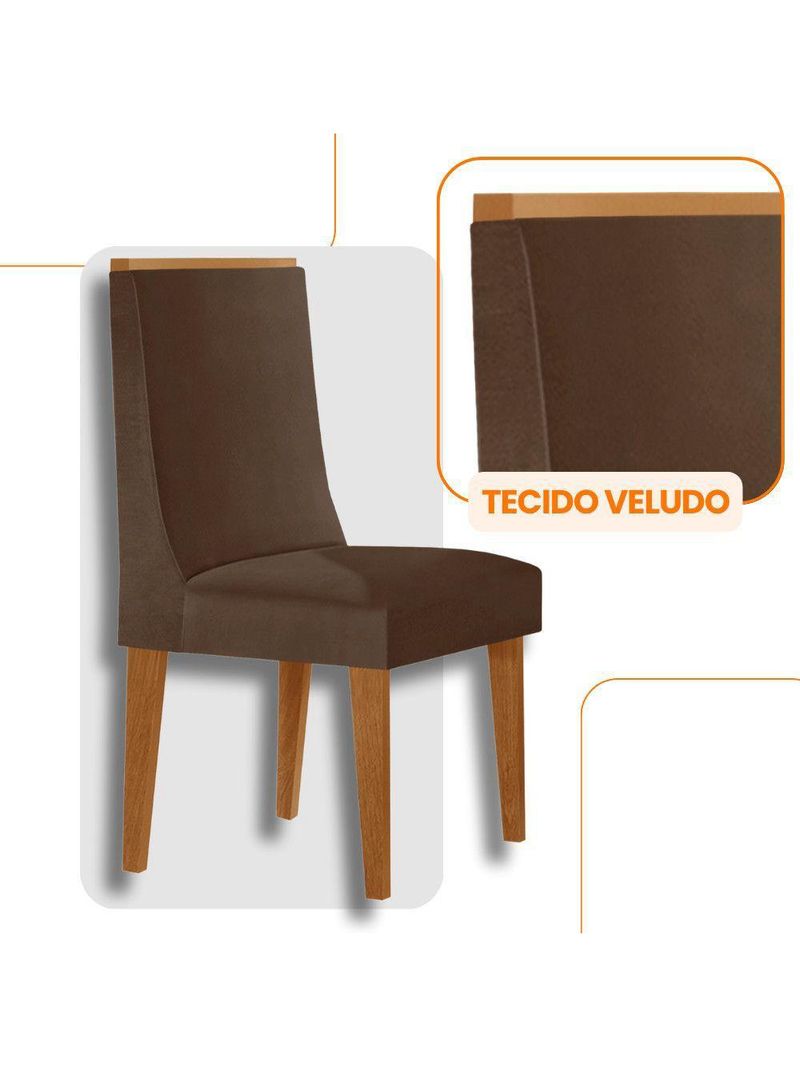 Conjunto Com 2 Cadeiras Moderna Mobília Veludo Marrom