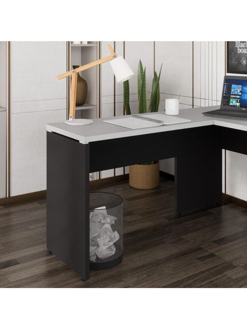 Mesa De Escritório Auxiliar 90cm Multimóveis Cr25305 Cinza Preto