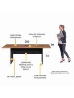 Mesa De Escritório Reunião 200cm Com Caixa De Tomadas Multimóveis Cr25334 Sevilha Preto
