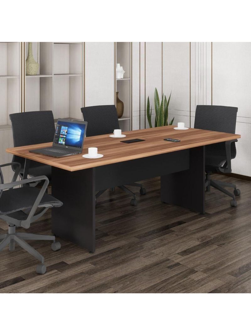 Mesa De Escritório Reunião 200cm Com Caixa De Tomadas Multimóveis Cr25334 Sevilha Preto