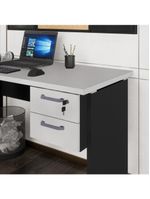 Gaveteiro Para Mesa De Escritório 33cm Com Chave 2 Gavetas Multimóveis Cr25304 Cinza Preto