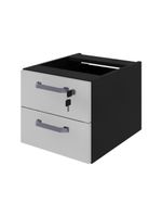 Gaveteiro Para Mesa De Escritório 33cm Com Chave 2 Gavetas Multimóveis Cr25304 Cinza Preto