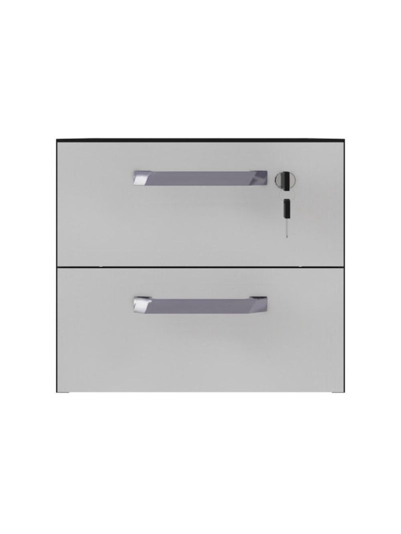 Gaveteiro Para Mesa De Escritório 33cm Com Chave 2 Gavetas Multimóveis Cr25304 Cinza Preto