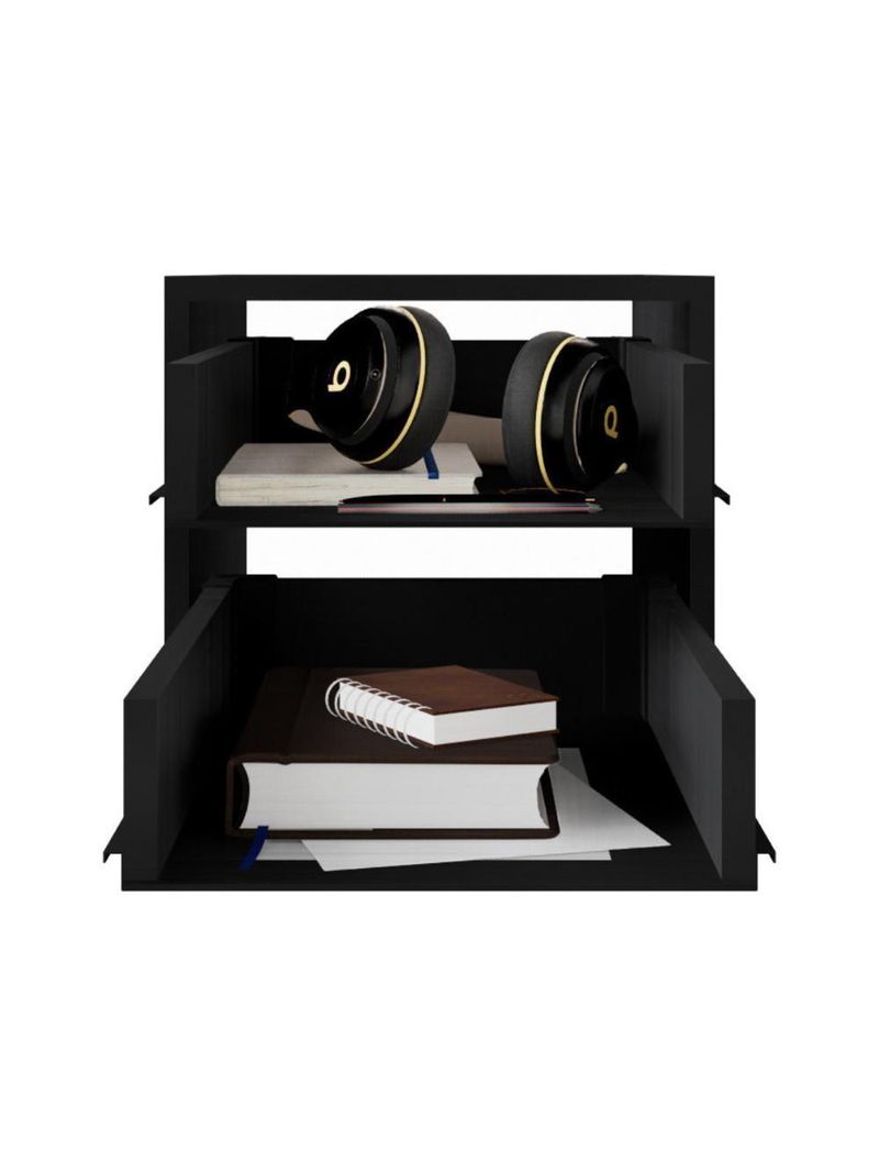 Gaveteiro Para Mesa De Escritório 33cm Com Chave 2 Gavetas Multimóveis Cr25304 Cinza Preto