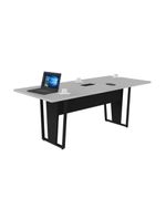 Mesa De Escritório Reunião 200cm Com Caixa De Tomadas Multimóveis Cr25335 Cinza Preto