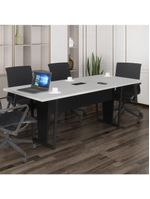 Mesa De Escritório Reunião 200cm Com Caixa De Tomadas Multimóveis Cr25335 Cinza Preto