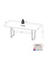 Mesa De Escritório Reunião 200cm Com Caixa De Tomadas Multimóveis Cr25335 Cinza Preto