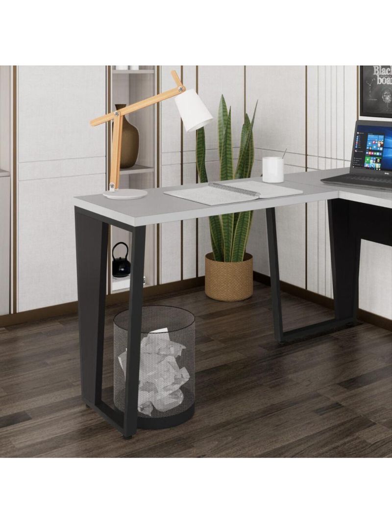 Mesa De Escritório Auxiliar 90cm Multimóveis Cr25306 Cinza Preto