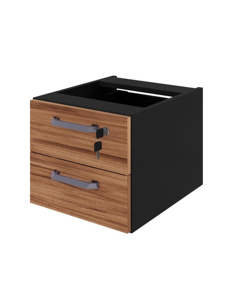 Gaveteiro Para Mesa De Escritório 33cm Com Chave 2 Gavetas Multimóveis Cr25304 Sevilha Preto
