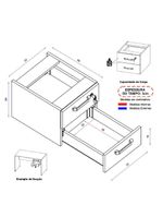 Gaveteiro Para Mesa De Escritório 33cm Com Chave 2 Gavetas Multimóveis Cr25304 Sevilha Preto