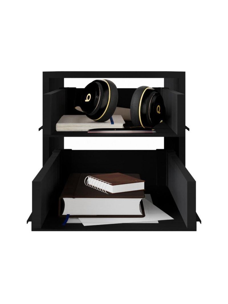 Gaveteiro Para Mesa De Escritório 33cm Com Chave 2 Gavetas Multimóveis Cr25304 Sevilha Preto
