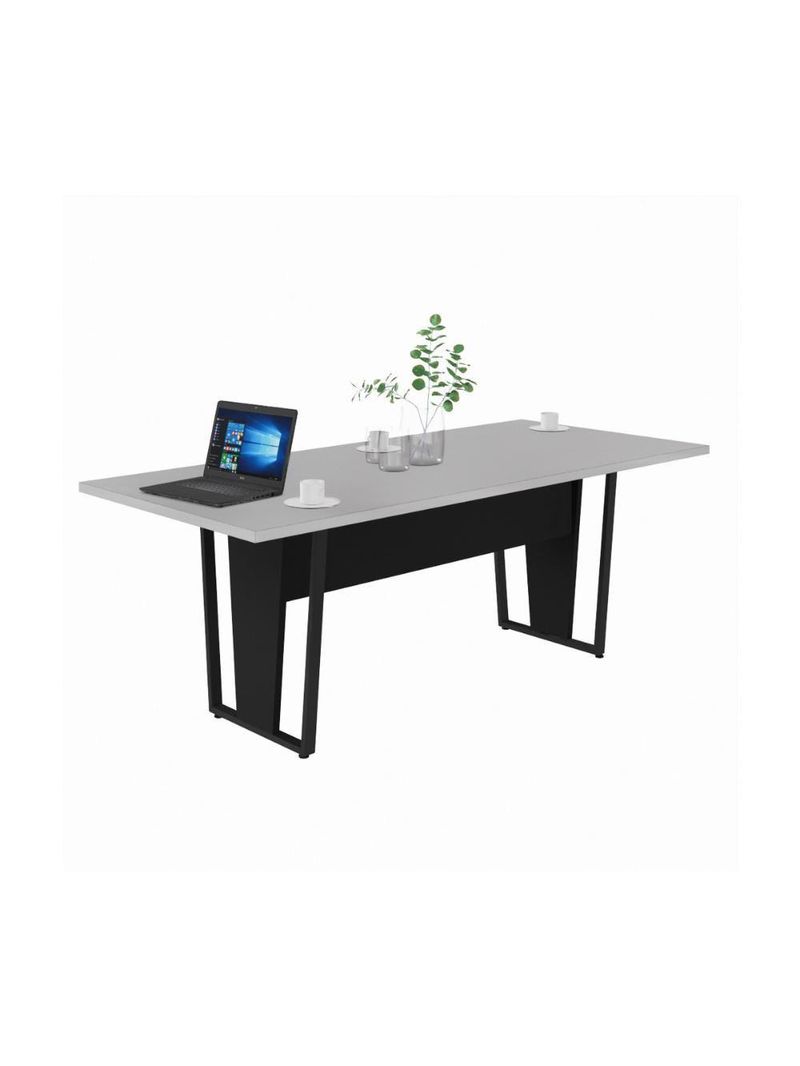 Mesa De Escritório Reunião 200cm Multimóveis Cr25332 Cinza Preto