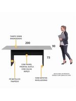 Mesa De Escritório Reunião 200cm Multimóveis Cr25332 Cinza Preto