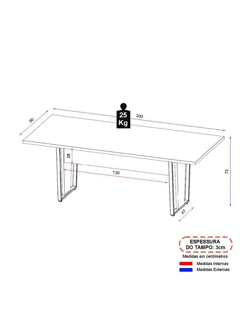 Mesa De Escritório Reunião 200cm Multimóveis Cr25332 Cinza Preto