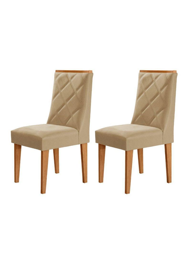 Conjunto Com 2 Cadeiras MDF Isadora Turim 07/Naturale