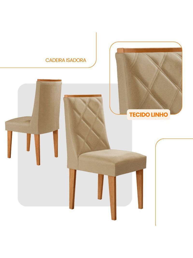 Conjunto Com 2 Cadeiras MDF Isadora Turim 07/Naturale
