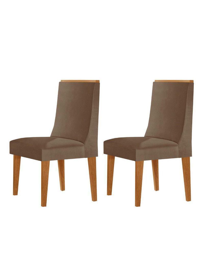 Conjunto Com 2 Cadeiras Moderna Mobília Veludo Capuccino