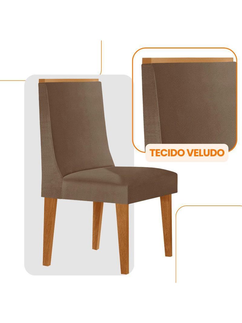 Conjunto Com 2 Cadeiras Moderna Mobília Veludo Capuccino