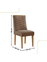 Conjunto Com 2 Cadeiras MDF Eloise Para Sala De Jantar Moderna Veludo Capuccino/Naturalle