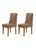 Conjunto 2 Cadeiras MDF Isadora Veludo Capuccino/Naturalle