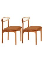 Conjunto 2 Cadeira De Jantar Noronha Premium Moderna Mobília Star Caramelo / Imbuia Nat