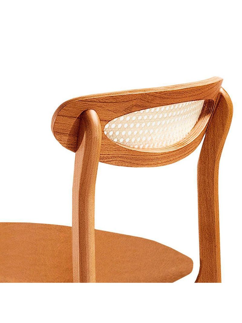 Conjunto 2 Cadeira De Jantar Noronha Premium Moderna Mobília Star Caramelo / Imbuia Nat