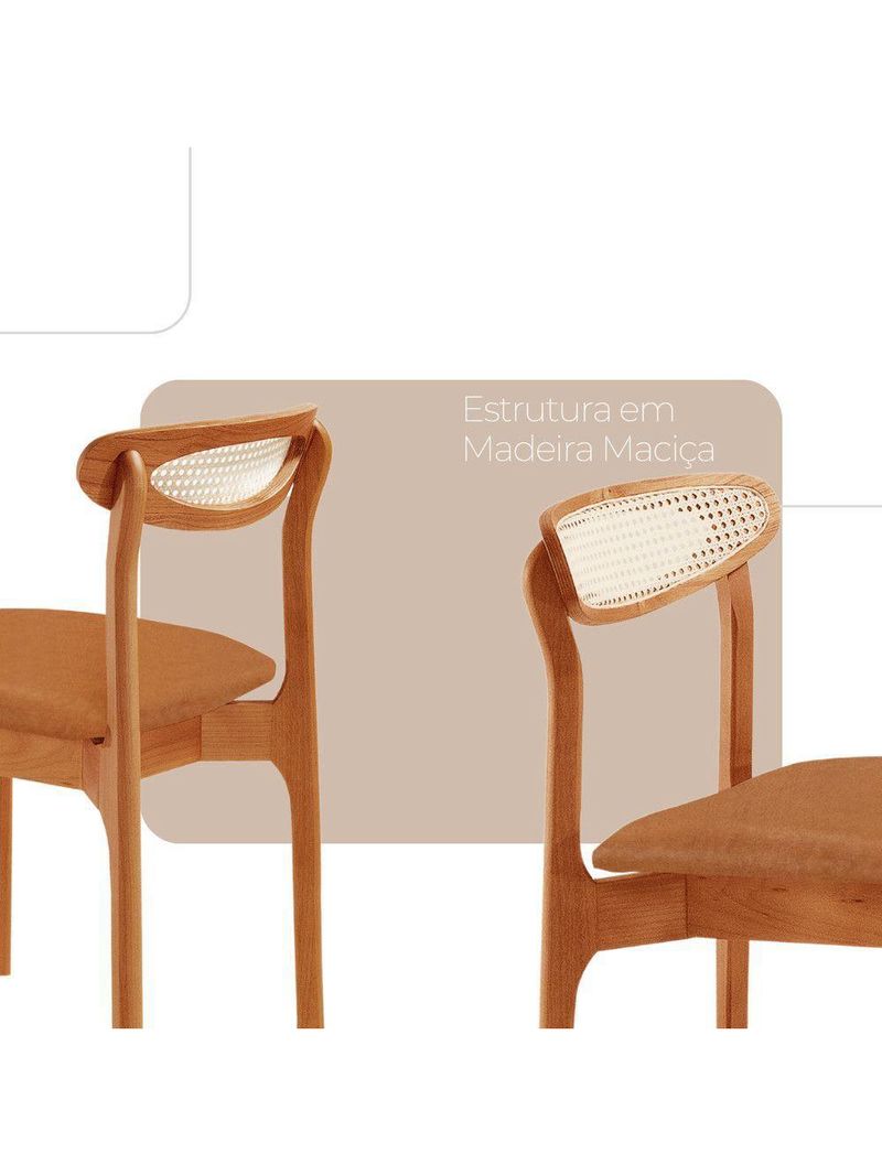 Conjunto 2 Cadeira De Jantar Noronha Premium Moderna Mobília Star Caramelo / Imbuia Nat