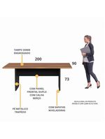Mesa De Escritório Reunião 200cm Multimóveis Cr25332 Sevilha Preto