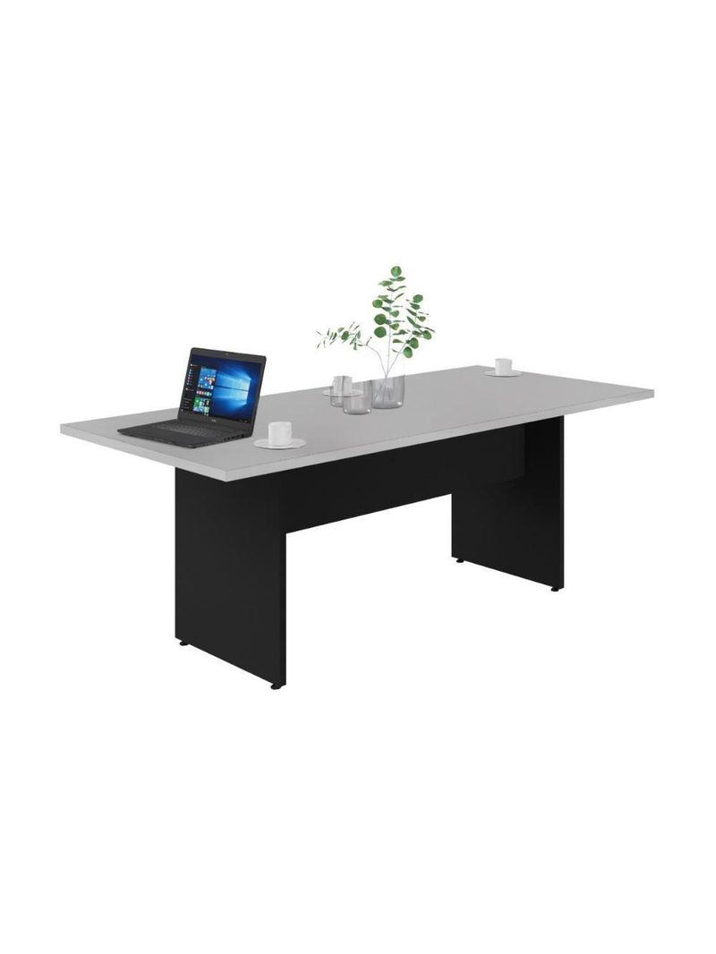 Mesa De Escritório Reunião 200cm Multimóveis Cr25333 Cinza Preto
