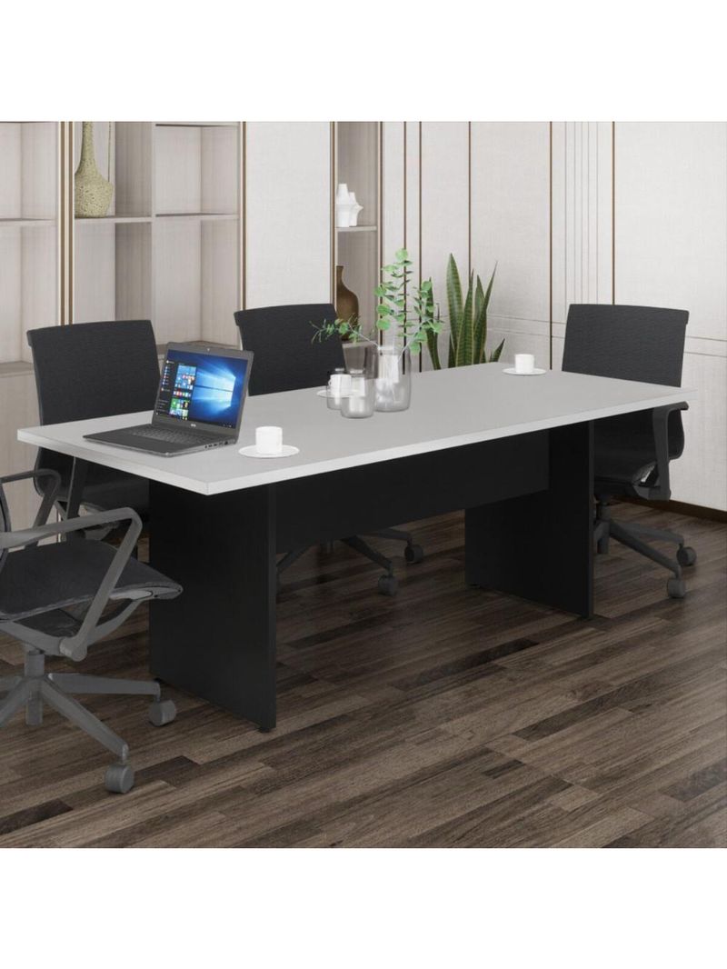 Mesa De Escritório Reunião 200cm Multimóveis Cr25333 Cinza Preto